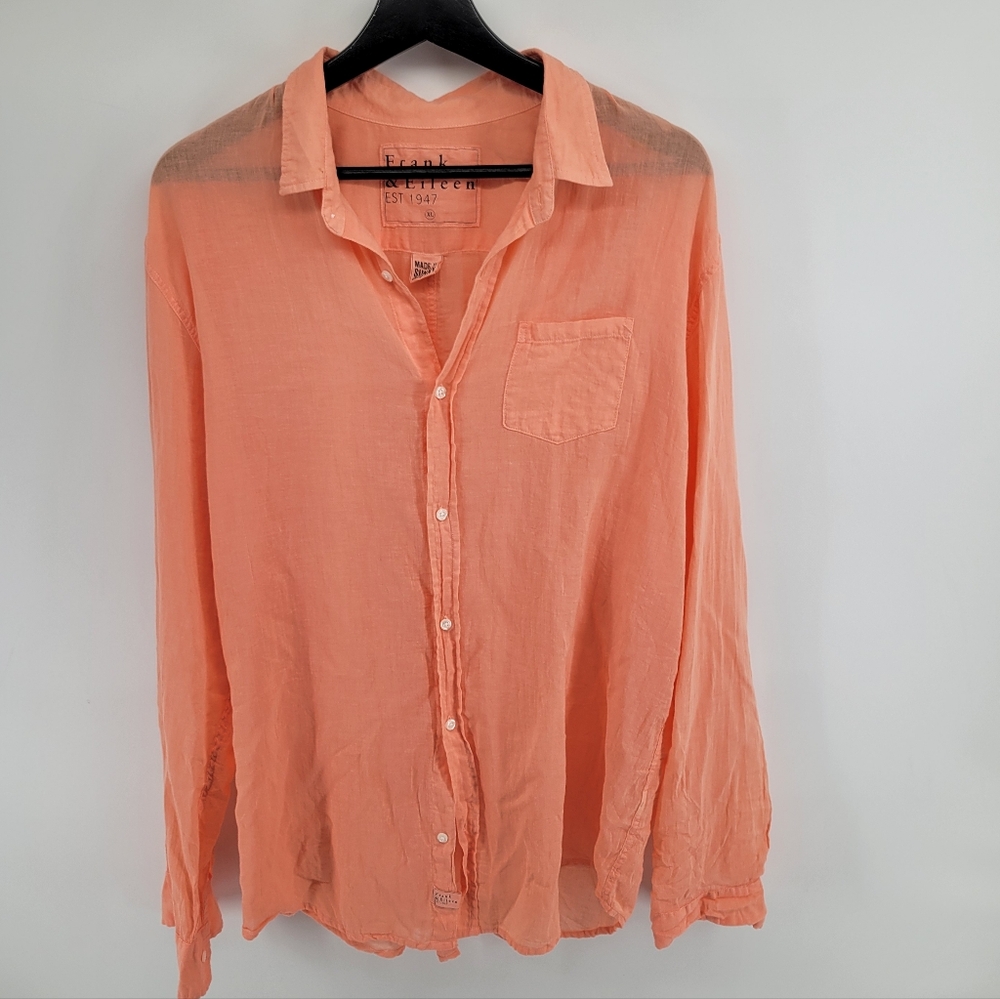 Frank & Eileen Coral Pink Button-Up Shirt LUKE Style Sizer XL